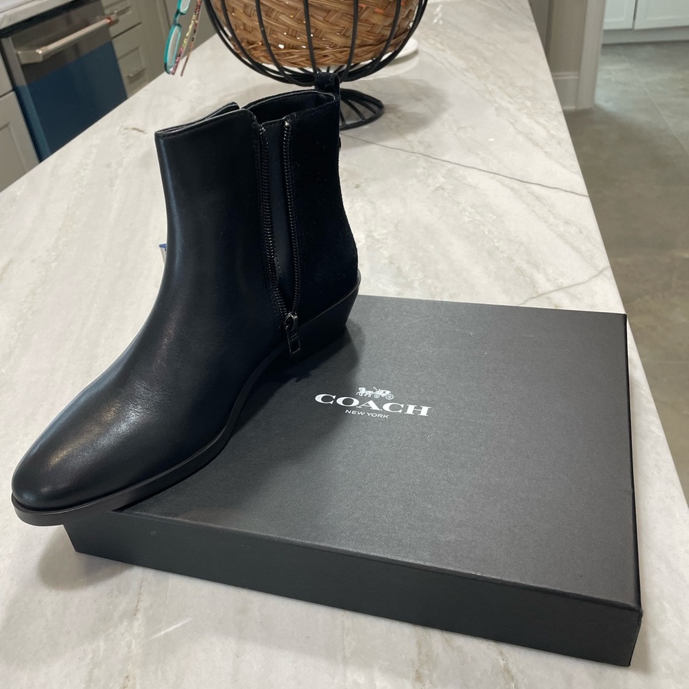 Coach Sleek Black Leather Boots